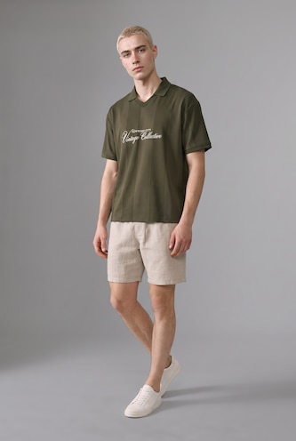 Ерлер Қараңғы Хаки Boxy Fit футболка
