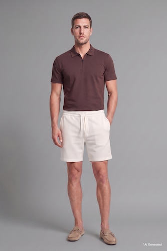 Men Ecru Regular Fit Regular Hem Shorts