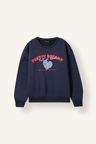 Young Girls - Teen Girls NAVY Regular Fit Animal Print Crew Neck Sweatshirt