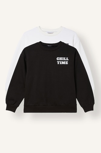 Young Girls - Teen Girls Black 2 piece Relax Fit Slogan Crew Neck Sweatshirt