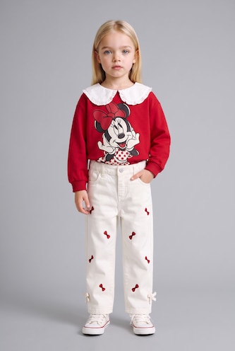 BABY GIRL Ecru Baby Girl Regular Fit Elastic Waist Gabardine Trousers