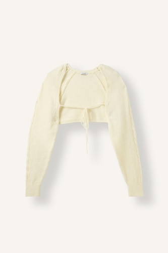 Cardigan basique crop à nouer sur le devant Coupe régulière