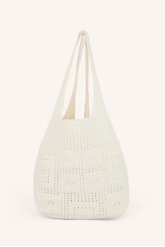 Women Ecru Knitwear Shoulder bag