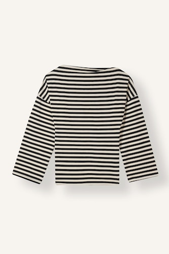 Loose Fit Boat Neck Striped T-Shirt