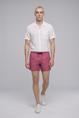 Men Coral Regular Fit Swim Shorts