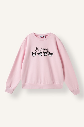 Young Girls - Teen Girls Pink Relax Fit Crew Neck Sweatshirt