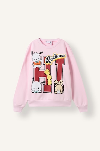 Kız Çocuk - Genç Kız Açık Pembe Relaxed Fit Pochacco Baskılı Sweatshirt Kız Çocuk