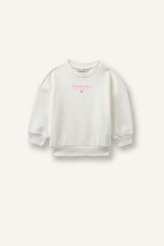 Baby Girls Ecru Crew Neck Sweatshirt