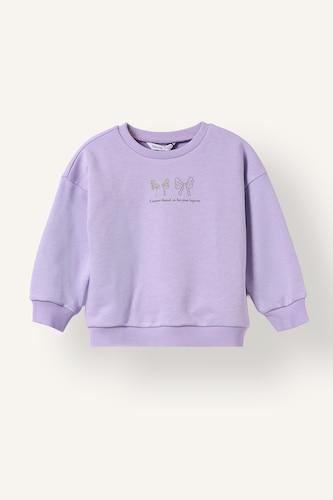 Kız Bebek Açık Lila Baskılı Kalın Sweatshirt Kız Bebek
