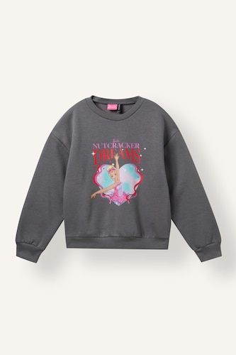 Young Girls - Teen Girls Grey Relax Fit Barbie Licensed Crew Neck Sweatshirt