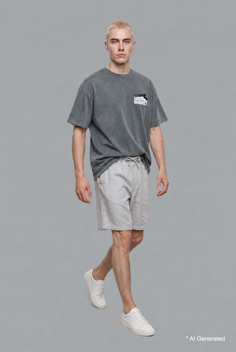 Men Anthracite Loose Fit Short Sleeve T-Shirt