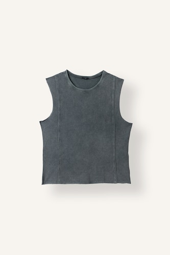 Erkek Antrasit Oversize Dikiş Detaylı Basic Atlet