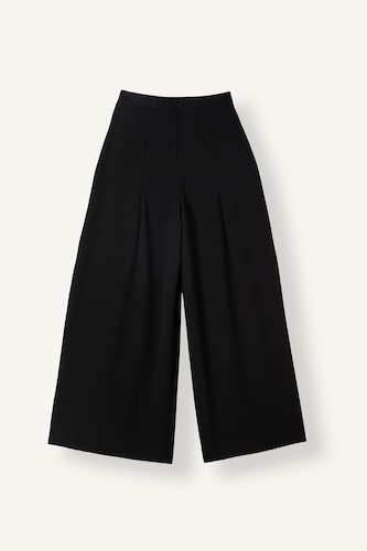 High-Waisted Wide Leg Crepe Trousers