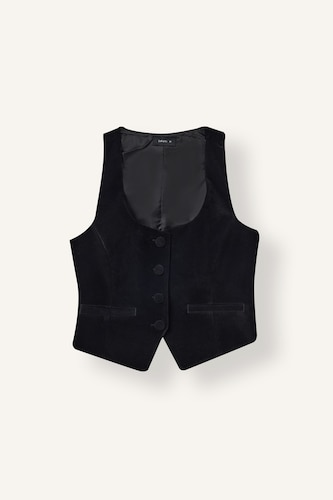 Women Black U Collar