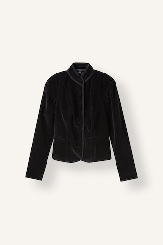 Fitted Stand Collar Corduroy Blazer
