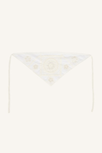 Kadın Bej Kadın Pamuklu Nakışlı Üçgen Bandana