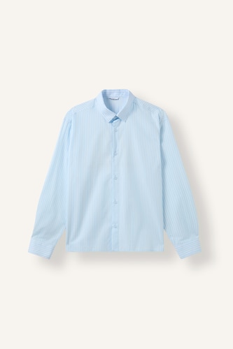 Man Light Blue Boxy Fit Cotton Long Sleeve Shirt