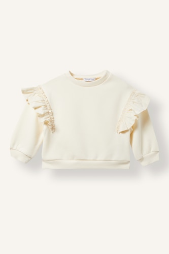Baby Girls Ecru Woman Regular Fit Crew Neck Sweatshirt