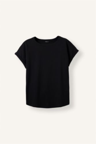 Women Black Regular Fit Short Sleeve T-Shirt