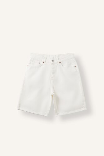 Erkek Beyaz Straıght Fit Denim Şort