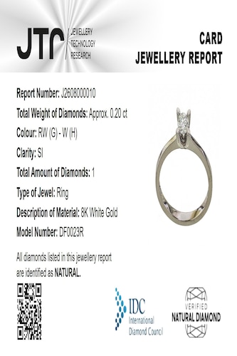 0,20 Karat Beyaz Altın Pırlanta Yüzük