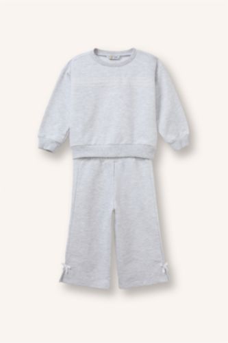 Baby Girls Light Grey Melange 2 piece Relax Fit Set