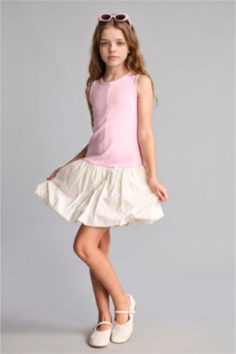 Girls & Teens Pink فستان بناتي محبوك بالون فيت