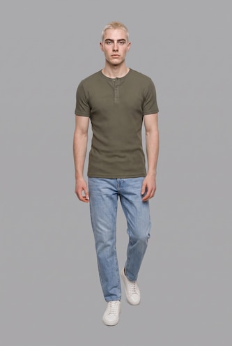 MAN Khaki Slim Fit Short Sleeve T-Shirt