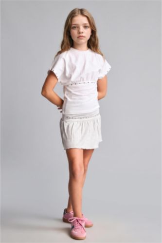 Girls & Teens Grey Melange تنورة بناتي ممشط