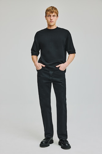 Erkek Siyah %100 Pamuk Straight Fit Uzun Boy Jean Pantolon