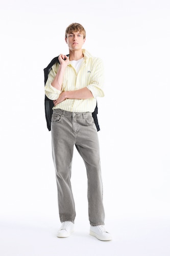 Erkek Meşe Yeşili Straight Fit Jean Pantolon