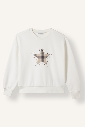 Young Girls - Teen Girls Ecru Relax Fit Slogan Crew Neck Sweatshirt