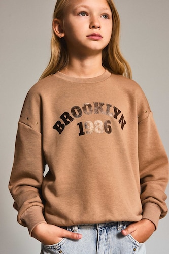 Relax Fıt Baskılı Sweatshirt Kız Çocuk
