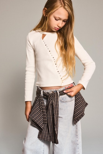Girl Slim Fit Ribbed T-Shirt