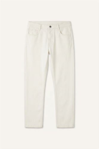 Erkek Beyaz Regular Fit Boru Paça Pantolon