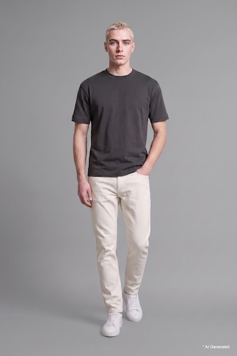 Erkek Beyaz Regular Fit Boru Paça Pantolon