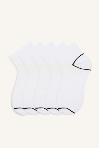 Men White 5 Piece Short Socks