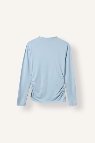 Regular Fit Basic Modal Long Sleeve Boat Neck T-Shirt