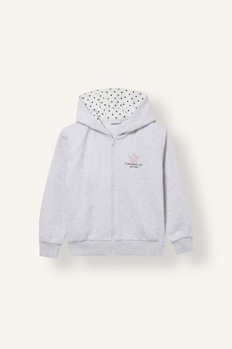Girls & Teens Light Grey Melange هودي بناتي قصة عادية بغطاء للرأس