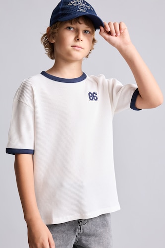 Young Boys - Teen Boys White Printed Short Sleeve T-Shirt