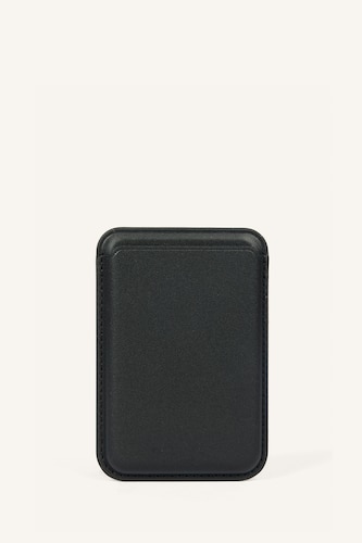 Erkek Siyah Magsafe Unisex Suni Deri Kartlık