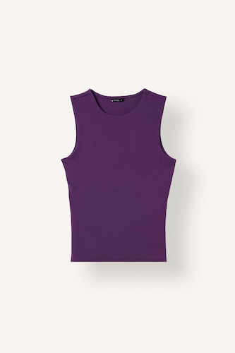 Kadın Mor Fitted Bisiklet Yaka Ribana Basic Atlet