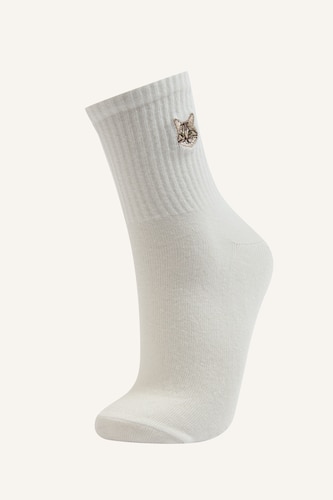 Women White 3 piece Cotton Short Socks