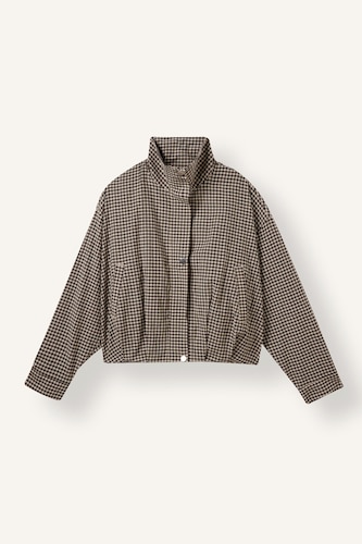 Balloon Fit Vichy Check Stand Collar Jacket