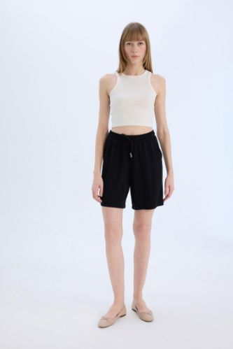 High Waist Short Leg Viscose Shorts