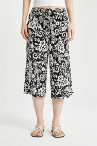 FEMME Noir Pantacourt Capri Taille haute