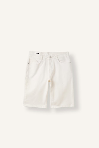 Erkek Beyaz Regular Fit Denim Bermuda Şort