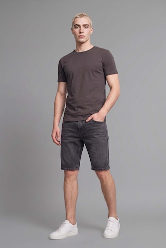 Men Anthracite Regular Fit Shorts