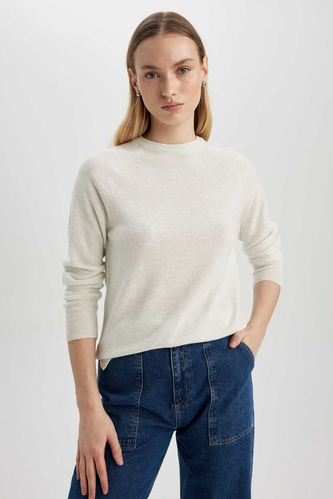 Regular Fit Crew Neck Long Sleeve Tricot Pullover