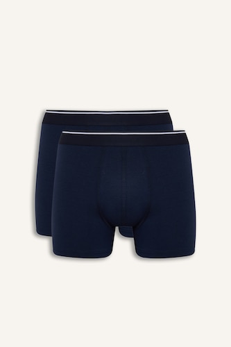 Erkek Lacivert Regular Fit Şeritli Modal 2'li Boxer